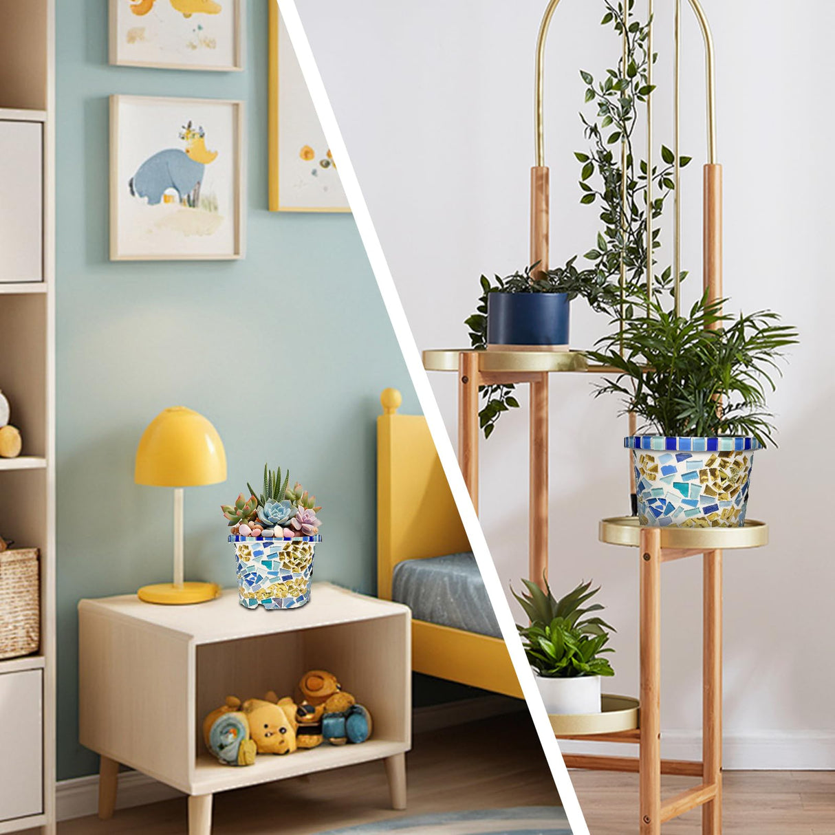 Losnakt Starry Night Style Mosaic Kits for Adults-DIY Flower Pot Arts and Crafts Kits with Vibrant Tiles, Easy Instructions Perfect for Home Decor, Personalized Gifts & Hobbies for Women Losnakt