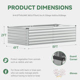 FOOWIN 2pcs 8x4x2ft Galvanized Raised Garden Bed, Planter Raised Garden Boxes Outdoor, Large Metal Raised Beds for Gardening, Garden Bed for Vegetables, Flowers, Herb,478 Gallon Capacity, Silver FOOWIN