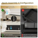 KKL J-Shaped Modular Sectional Sofa, 5 Seater Cloud Couch with Ottoman, Chenille Sectional Couches for Living Room, Apartment, Beige KKL