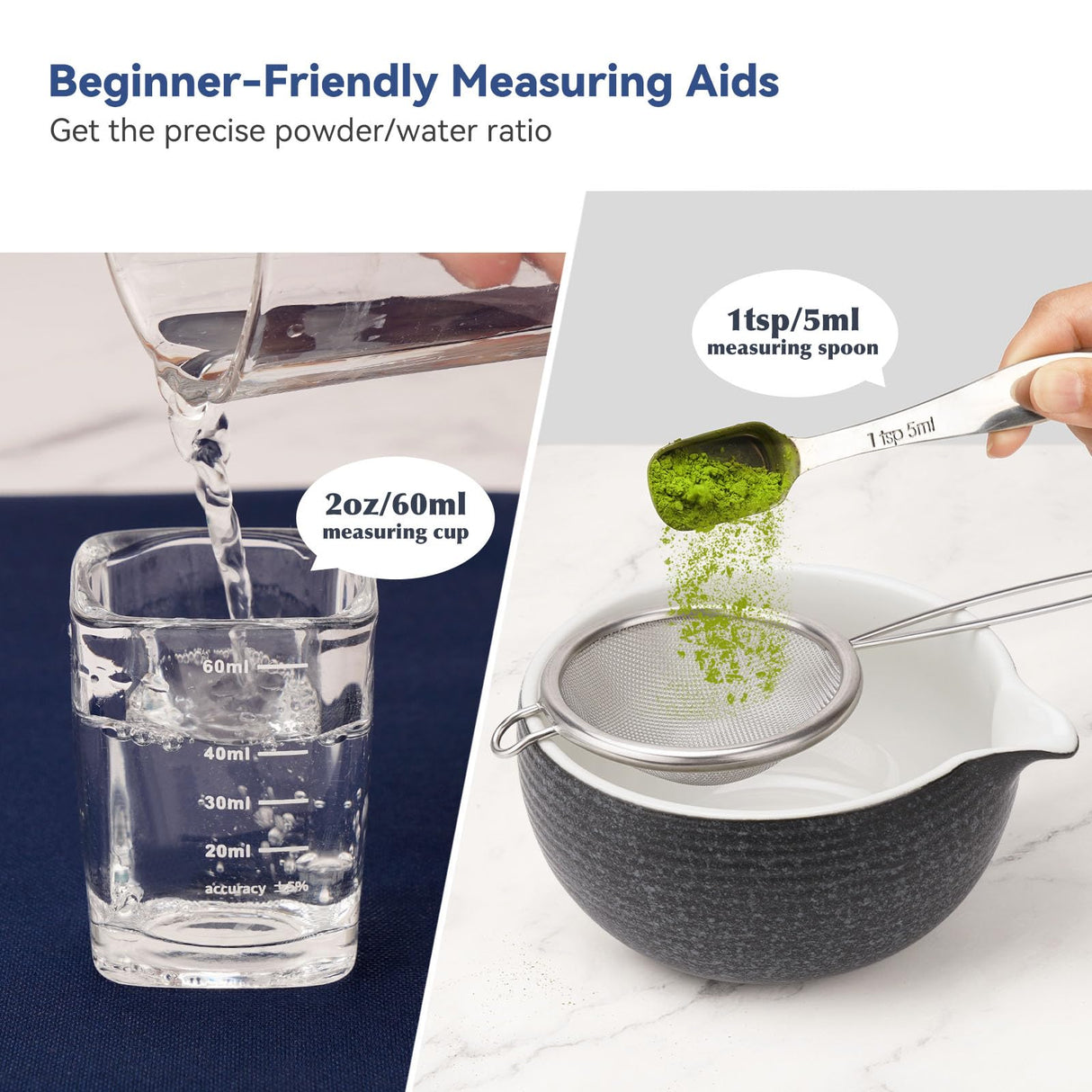 Joiish 10-Pcs Matcha Kit Set, Whisk and Bowl with Spout & Measuring Spoon, Japanese Tea Making Tools, Charcoal Grey Joiish