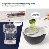 Joiish 10-Pcs Matcha Kit Set, Whisk and Bowl with Spout & Measuring Spoon, Japanese Tea Making Tools, Charcoal Grey Joiish