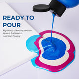 Nicpro 18 Colors 8.45oz Metallic Acrylic Pour Paint Supplies Kit, Large Volume Ready to Pour Premixed High Flow Pouring Paint Set with Silicone Pouring Oil, Gloves, Instructions for Beginner DIY Nicpro