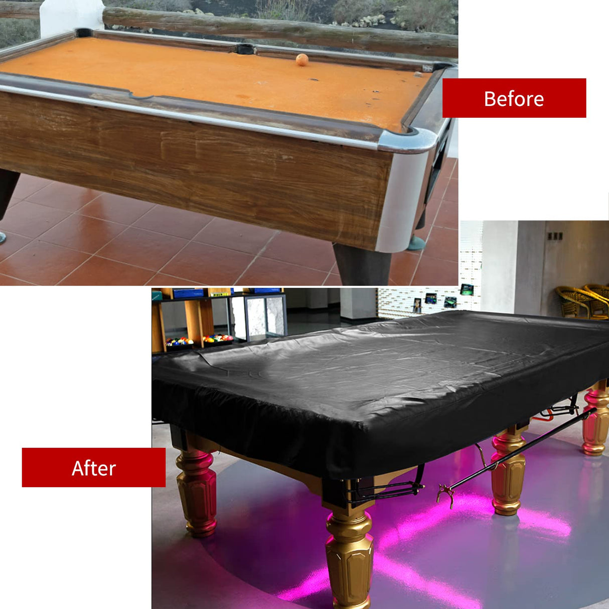 7/8/9 Foot Billiard Pool Table Cover, Pool Table Cover, Waterproof&Tearproof Cover for Pool Table with Storage Bag, Indoor Outdoor All Season Sun Rain Snow Dust Protection Snooker Table Covers (7ft) RUBY.Q