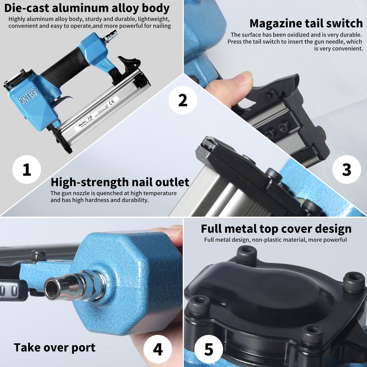 DEWIN Pin Nailer Kit, Pro Preferred Pneumatic Nailers F30 Framing Nailer+plastic box Accept F10/F15/F20/F25/F30 Pin Nails, Ideal for Cabinets, Paneling, Craft Work, & Picture Frame Assembly DEWIN