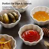 DOWAN Ramekins 4 oz, Creme Brulee Ramekins, Ramiken Oven Safe for Baking, Souffle Dishes Custard Cups, Porcelain Small Dipping Sauces Charcuterie Dessert Bowls, Ceramic Pudding Cups, Set of 6, White DOWAN