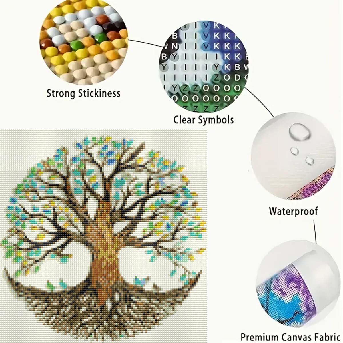 Tree Diamond Painting Kits for Adults,5D Tree of Life Diamond Art Kits,DIY Round Full Diamond Dots Painting and Craft for Home Wall Decoration 13.8×13.8 Inch GEMFAMILY