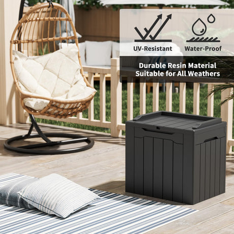 Greesum 31 Gallon Resin Deck Box All Weather Outdoor Storage Boxes for Patio Furniture Set,Outdoor Toys,Garden Tools,Black Greesum