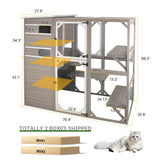 PetsCosset Catio Cat Enclosure Outdoor, Large Cat House Outdoor Weatherproof Attached to Window for Multi Cats, Asphalt and UV Protection Roofs, Multi Platforms-71 H 77" L PetsCosset
