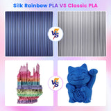 Comgrow Rainbow Colors Silk PLA 3D Printer Filament, Rainbow PLA Filament 1.75mm, Dimensional Accuracy +/- 0.02 mm, 1KG Spool, Coextrusion 3D Filament with Shiny Silk Rainbow Red Comgrow