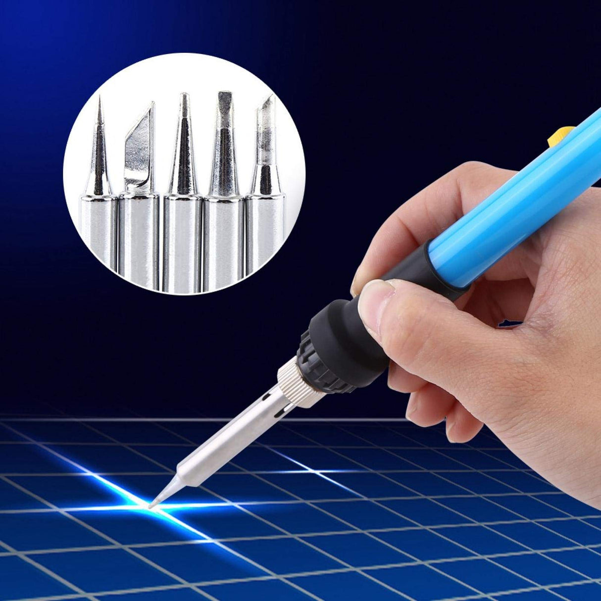 Soldering Iron Kit 220V 60W Adjustable Temperature Soldering Iron with 5 Tips EVTSCAN