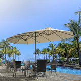 AECOJOY 15x9ft Double-Sided Patio Umbrella Outdoor Market Umbrella Large Umbrella Table Umbrellas with Crank Air Vents for Deck Pool Patio (1.9" Pole, Beige) AECOJOY
