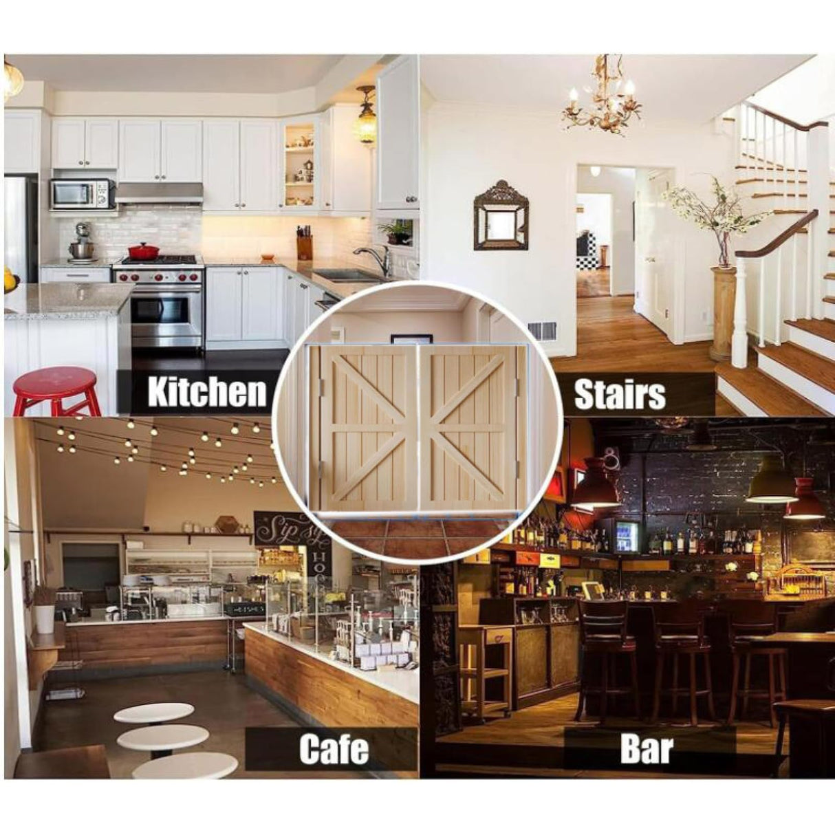 Natural Wood Saloon Swinging Doors,Cafe Saloon Doors Swinging,Auto Close Swinging barn Door Swinging Door,with Satin Chrome Hardware Double Doors,for Kitchen Bathroom Hallway Swinging Doors Topjia