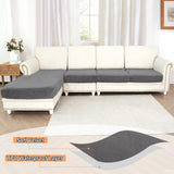 NAISI Waterproof Couch Cushion Covers Thick Velvet Fabric Washable Sofa Slipcovers Sectional Couch Covers for 4 Pieces Separate L Shape Couch Cover with Elastic Bottom(3 Seater + 1 Chaise,Grey) NAISI