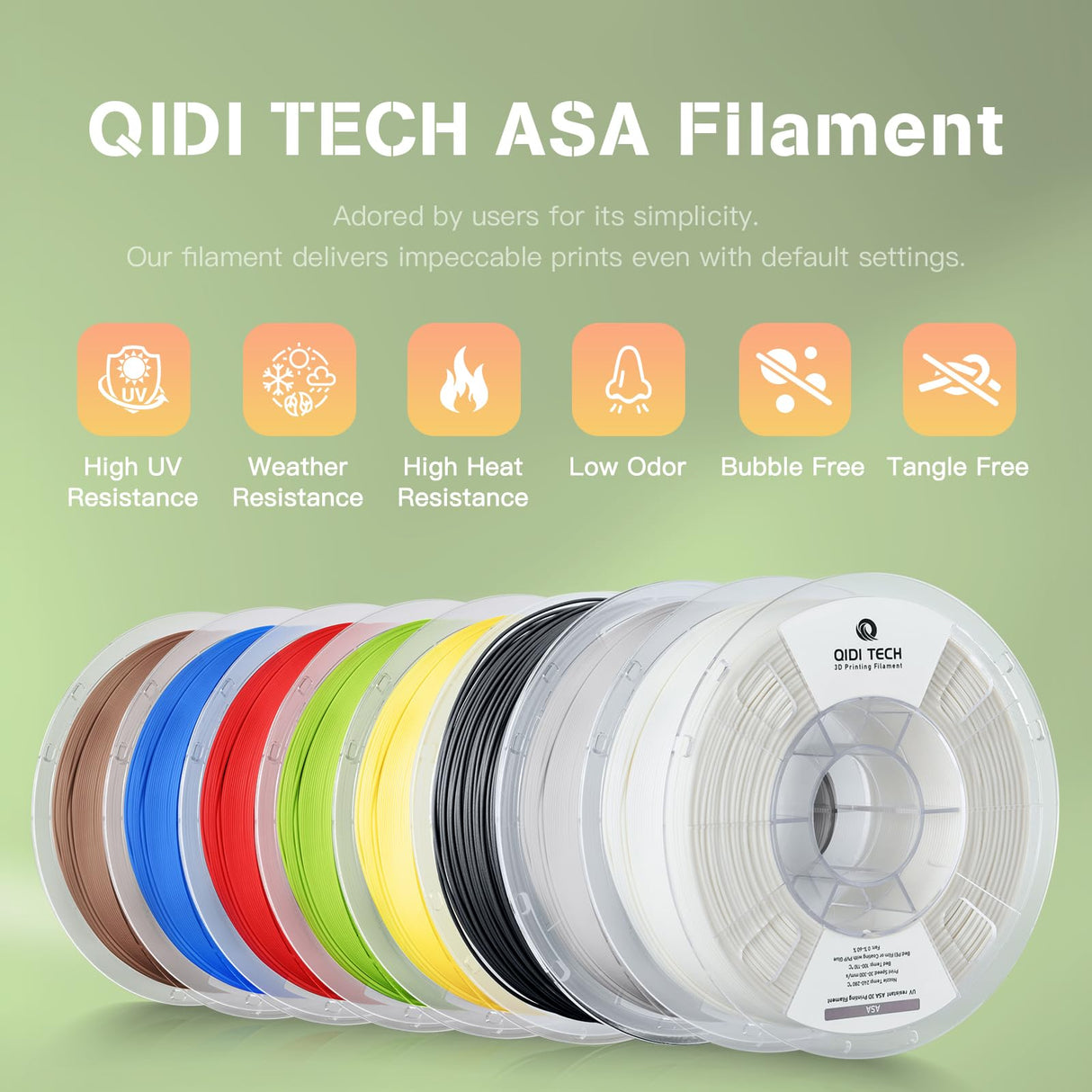 R QIDI TECHNOLOGY ASA Filament 1.75mm Black,3D Printer Filament ASA 1kg Spool(2.2lbs),High UV Resistance,Low Odor,Perfect for Printing Outdoor Functional Parts，Fit Most FDM 3D Printers R QIDI TECHNOLOGY