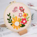 Pllieay Punch Needle Embroidery Starter Kits for Kids and Adults Beginners, Include Instructions, Punch Needle Fabric with Floral Pattern, Yarns, Embroidery Hoops and Threader Tools Pllieay