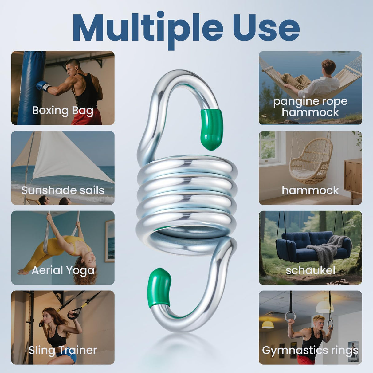 Heavy Duty Hammock Hanging Kit, 2 Pack 1300LBS Capacity M8 Spring Hammock Chair for Outdoor Indoor Activity of Porch Swings Hanging Chairs. Aheucndg