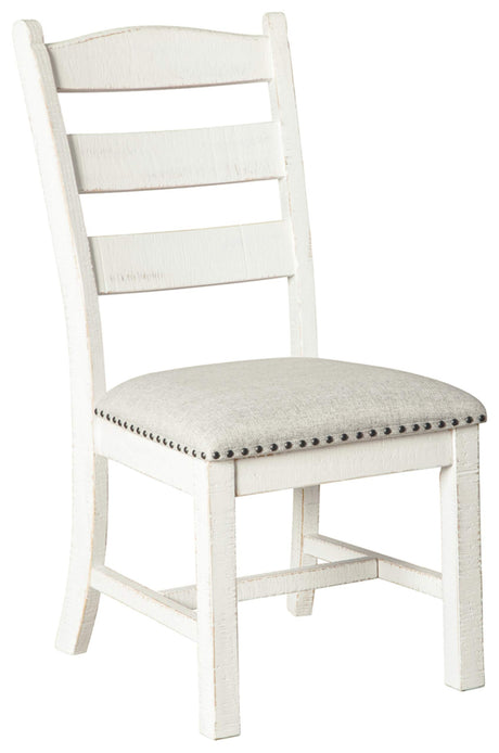 Signature Design by Ashley Valebeck Vintage Farmhouse Cushioned Dining Chair, 2 Count, Whitewash, White Signature Design by Ashley