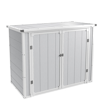 UDPATIO 41 Cu.Ft Horizontal Storage Shed Outdoor, Weatherproof Resin Storage Shed with Floor Thickened, Gas Spring, Lockable Doors for Trash Can Storage, Tools, Lawn Mower, for Patio,（Light Grey）