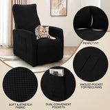 SearchI Recliner Chair Cover Jacquard Chair Covers 4 Piece, Small Recliner Sofa Slipcover for Home Theater Seating with Elastic Bottom, Recliner Protector with Pocket for Recliners, Black SearchI