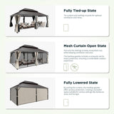 GREEN PARTY 14 X 20ft Hardtop Gazebo with Nettings and Curtains, Heavy Duty Double Roof Galvanized Steel, Outdoor Aluminum Gazebos Pergolas for Patios, Backyard, Deck, Garden, Lawns GREEN PARTY