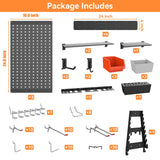 WALMANN 113 PCS Pegboard Wall Organizer Kit with Pegboard Hooks, Bins, Shelves, Pegboard Tools Storage System for Garage, Workbench, Modular Peg Board Tool Organizer Board with Hooks(Black) WALMANN