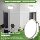 36W LED Ceiling Lights for Bedroom Kitchen, 3600lm Super Bright, Dimmable Flush Mount Light Fixtures 6500K/5000K/4000K/3000K/2700K Adjusted Modern Lamps 2PACK, 13 Inch, Nickle TOBUSA