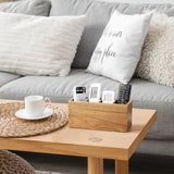 Bivvclaz Pencil Pen Holder for Desk, Acacia Wood Office Desk Organizers and Accessories with 4 Slots for Countertop, Makeup Brush Holder Organizer for Bathroom Vanity, Silverware Caddy for Party Bivvclaz