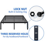 NEW JETO Metal Bed Frame,King Size Bed Frame with Storage Space,Heavy Duty Sturdy Mattress Foundation,Easy Assembly,No Box Spring Needed, Black,16 Inch,King NEW JETO