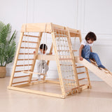 OOOK 8 in 1 Indoor Play Kids Gym,Indoor Kids Playground,Climbing Toys for Toddlers 3-8, Climber Playset with Slide, Climbing Rock/Net, Climbing Ladder, Monkey Bars, Rope Ladder,Swing OOOK