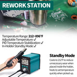 YIHUA 995D+ EVO Soldering Hot Air Station Kit 2-IN-1 110W Soldering Iron with LCD Display, Power Meter, Preset Channels, Sleep Mode, °C-°F Conversion, Automatic Shutdown Functions YIHUA