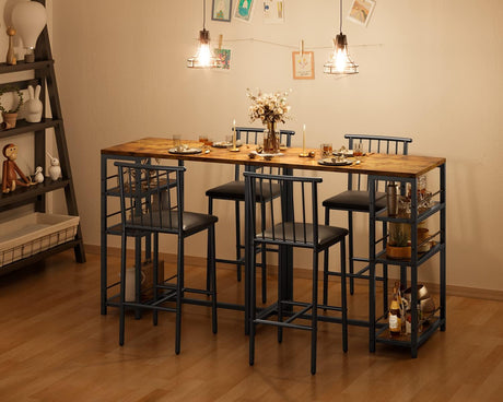 Gizoon Retro Dining Table Set for 2 with 3 Storage Shelves and PU Cushion Chairs Gizoon
