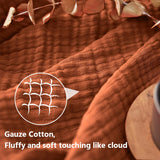 Simple&Opulence Cotton Muslin Throw Blanket for Bed, Couch, Knit Woven Gauze Blanket with Tassels, Soft Lightweight Cozy Pre-Washed Breathable Farmhouse Decoration for All-Season (Rust Orange) Simple&Opulence