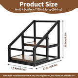 YQBRAO Coffee Syrup Rack Organizer,Liquor Bottle Display Shelf,2-Tier 4 Bottle Stand for Coffee Bar, Kitchen Station, Liquor, Wine, Dressing,Rustic Brown YQBRAO