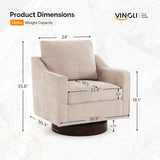 VINGLI Mid-Century Modern Swivel Accent Chairs Set of 2, 360°Upholstered Armchairs, Home Sofa with Track Arms for Living Room, Bedroom, Reading Room, Club Swivel Chairs, Chenille Khaki VINGLI