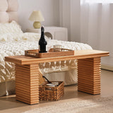 Wnutress Wood Entryway Benches, 42.5" Fluted Farmhouse Dining Bench Seat for Kitchen, End of Bed, Living Room, Hallway, Easy Assembly, Indoor, Natural Wnutrees