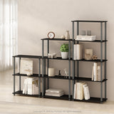 Furinno Turn-N-Tube 3-Tier Multipurpose Compact Bookshelf, Bookcase, Black/Grey Furinno