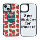 JUSTRY 5 Sets Sublimation Blanks Phone Case Bulk Covers Compatible with iPhone 15, 6.1-Inch, 2 in 1 2D DIY Case Soft Rubber Cover+Inserts Matte,Easy to Sublimate Customized Wholesale Pack JUSTRY