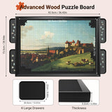 1500 Pieces Move & Rotating Puzzle Board with Drawers，36.42" x 28.94" Portable Jigsaw Puzzle Table for Adults, Wooden Puzzle Board with Covers & Wheels, Birthday Gifts for Mom HEBESPACE