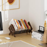 ART-GIFTREE Desktop Bookshelf Organizer, Wood Office Tabletop Book Storage Rack, Tilting Bookcase for Books/CDs/Magazine Display (Black) ART-GIFTREE