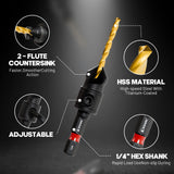 EZARC Countersink Drill Bit Set, 12 PCS Counter Sink Drill Bit Adjustable, #4, #6, #8, #10, #12, Magnetic Extension bit Holder for Woodworking with Storage Box EZARC