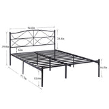 VECELO Full Size Metal Platform Bed Frame with Headboard and Footboard,Sturdy Slats Support Mattress Foundation, No Box Spring Needed,Dark Black VECELO