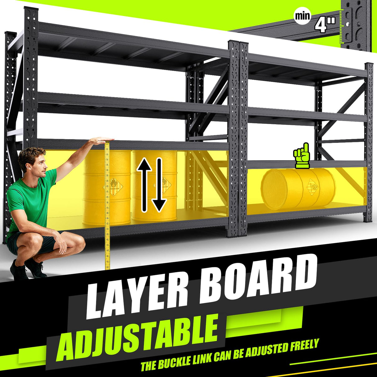 70''W Garage Shelving Heavy Duty 5-Tier Adjustable Storage Shelves Unit,7000 LBS Metal Utility Rack Shelf for Industries, Warehouses, Basement,Black (70''H x 70''W x 24''D) LBVSKK