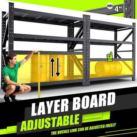 70''W Garage Shelving Heavy Duty 5-Tier Adjustable Storage Shelves Unit,7000 LBS Metal Utility Rack Shelf for Industries, Warehouses, Basement,Black (70''H x 70''W x 24''D) LBVSKK