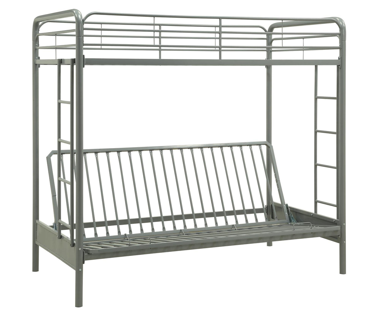 DHP Sammie Twin over Futon Metal Bunk Bed, Silver DHP