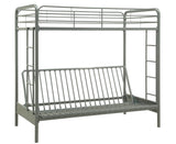 DHP Sammie Twin over Futon Metal Bunk Bed, Silver DHP