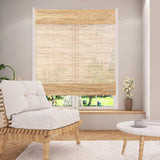 HousCa Blackout No Drill Bamboo Shades, Custom Cordless Bamboo Roman Shades Window Blinds, Natural 100% Bamboo and Linen Blinds for Windows, Deer Horn Brown HousCa