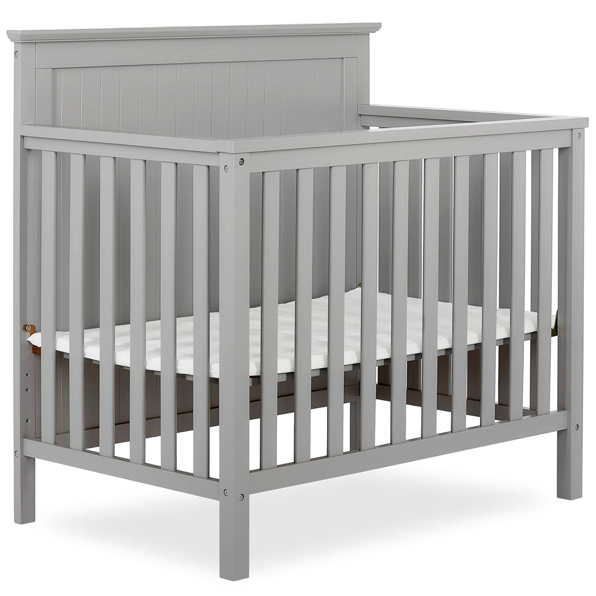 Dream On Me Ava 4-in-1 Convertible Mini Crib in Pebble Grey, 635-PG, Greenguard Gold Certified, Non-Toxic Finish, Comes with 1" Mattress Pad, with 3 Mattress Height Settings Dream On Me