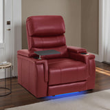 MCombo Triple Motors Power Recliner Chair with Power Headrest & Lumbar Support for Living Room, Home Theater Seating with Armrest Storage, Tray Table and Dual Charging Ports HTS708 (Red) MCombo