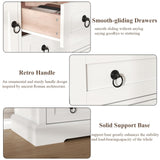 Gyfimoie Farmhouse 7 Drawer Dresser for Bedroom, Wood Chest of Drawers with 2 Doors, White Dressers with Round Metal Handle, Large Storage Dresser Organizer, Long TV Stand for Living Room, White Gyfimoie