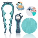 Jar Opener for Weak Hands, Seniors with Arthritis, 5 in 1 Multi Function Bottle Opener Lid Opener For Arthritic Hands with Non Slip Rubber Jar opener Gripper Pad HUMANFUN